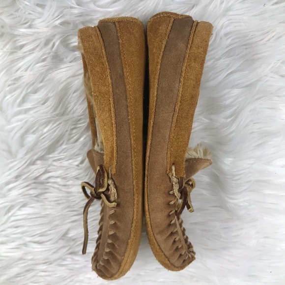 l.l. Bean Youth Moccasin Slippers Unisex Brown 3 - Picture 6 of 8